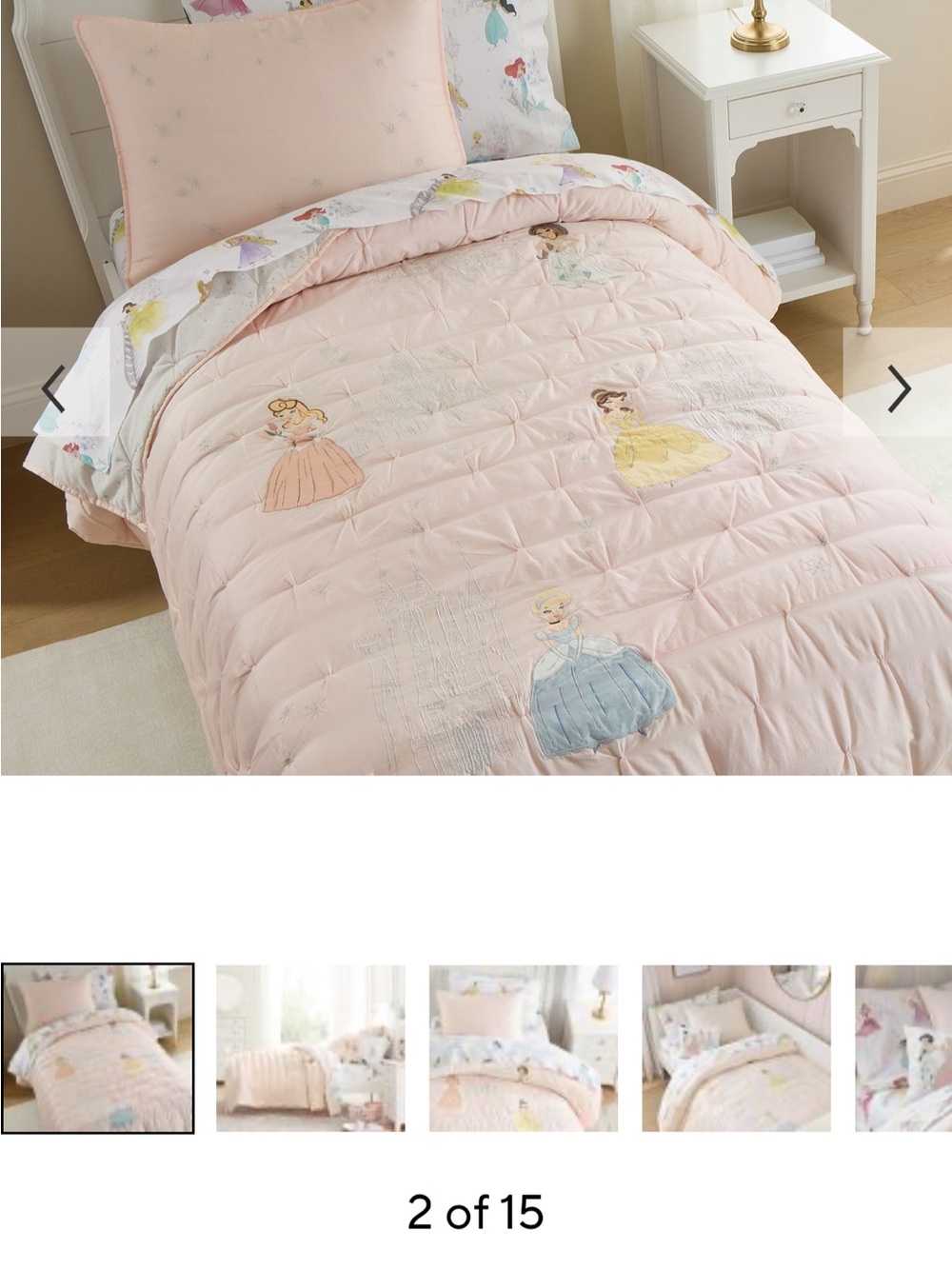 Disney Pink Princess Comforter and Sham with Multicolor Character Accents